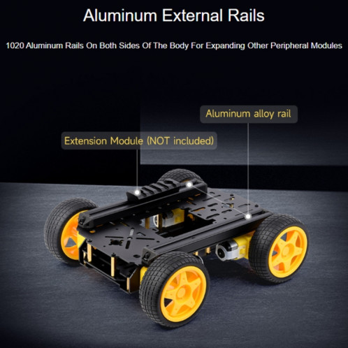 Kit de châssis de robot mobile intelligent Waveshare, châssis : avec absorbeur de chocs (roues Mecanum) SW002B1527-014